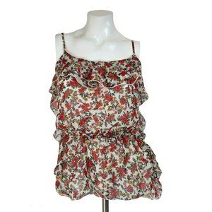 Forever 21 Boho Ruffle Floral Blouson Tank Top